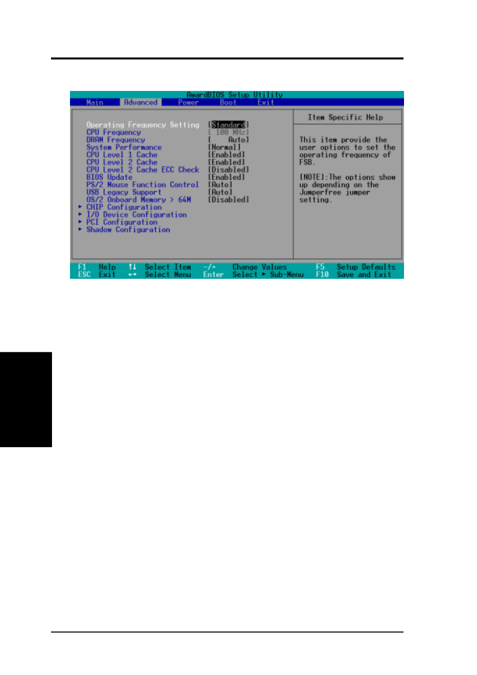 Bios setup, 4 advanced menu | Asus A7V133-VM User Manual | Page 54 / 96