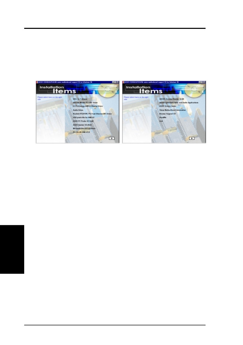 Software setup, 1 installation menu | Asus A7V133-VM User Manual | Page 78 / 96