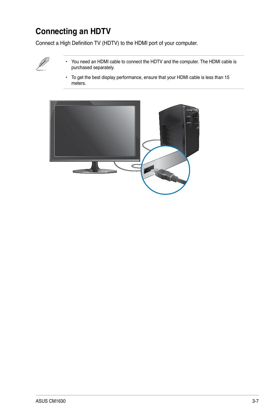 Connecting an hdtv, Connecting an hdtv -7 | Asus CM1630 User Manual | Page 39 / 71