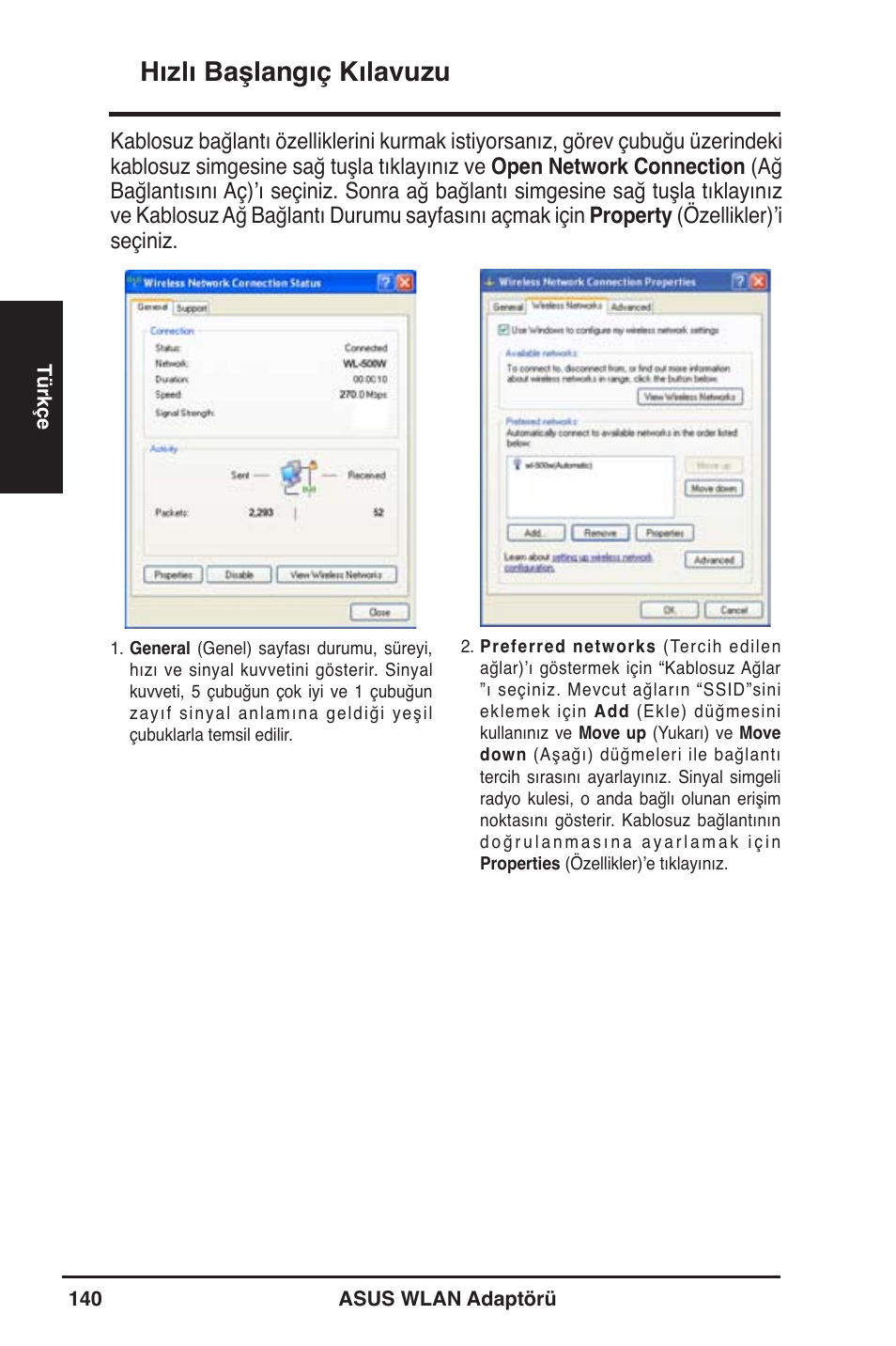 Hızlı başlangıç kılavuzu | Asus WL-130N User Manual | Page 141 / 177