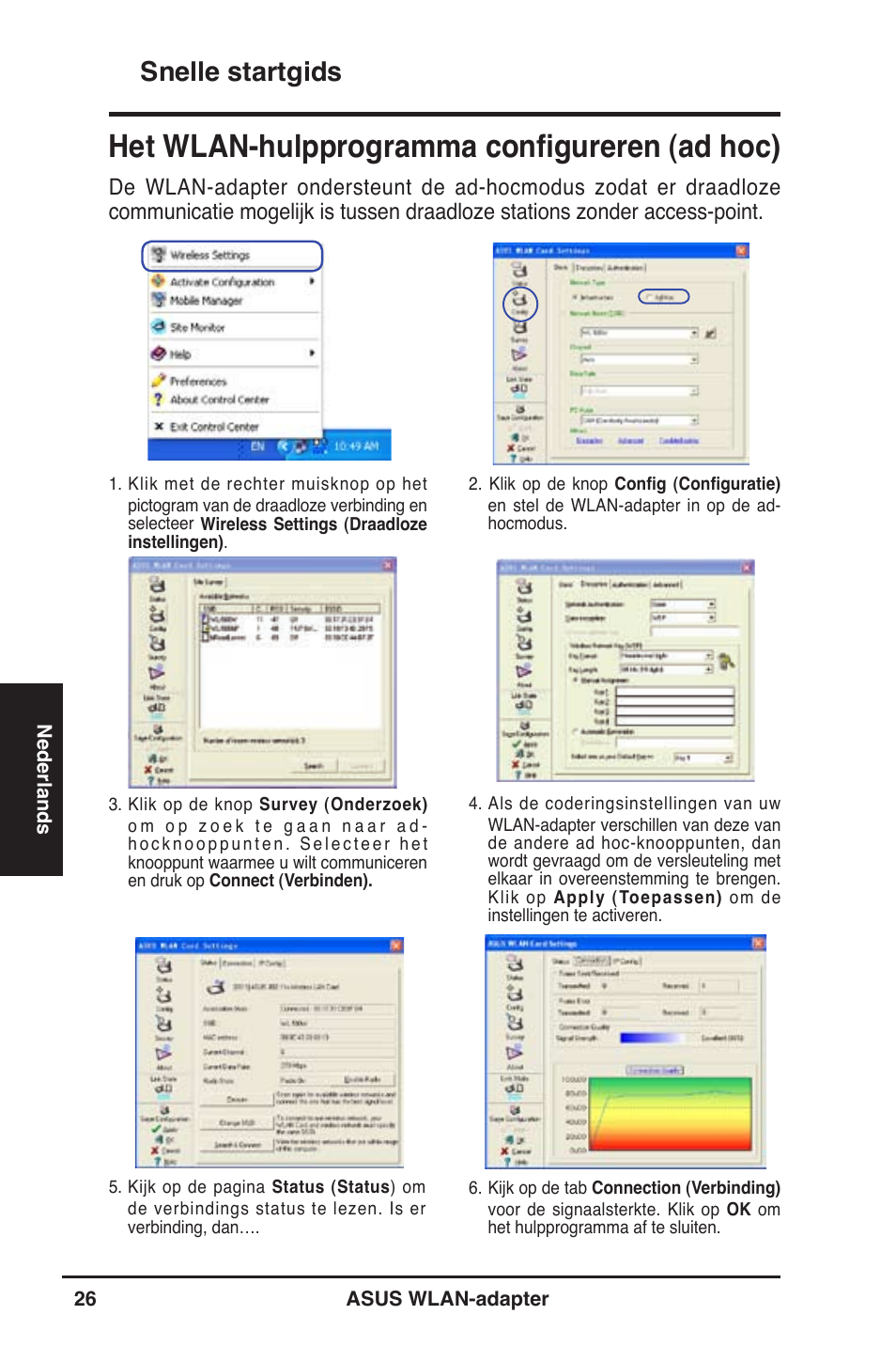 Het wlan-hulpprogramma configureren (ad hoc), Snelle startgids | Asus WL-130N User Manual | Page 27 / 177