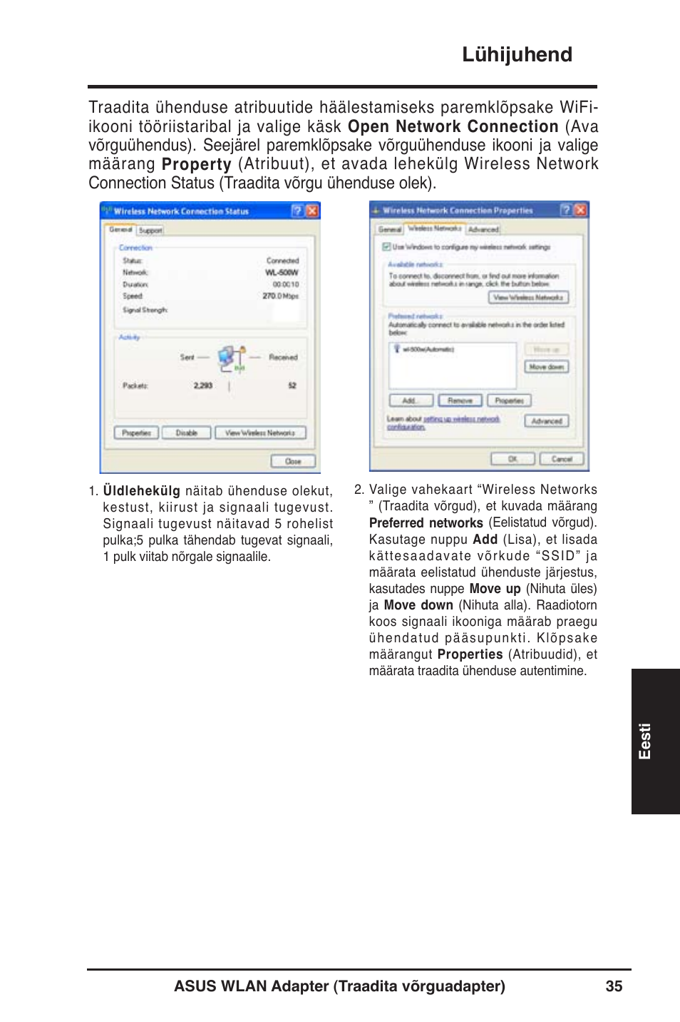 Lühijuhend | Asus WL-130N User Manual | Page 36 / 177