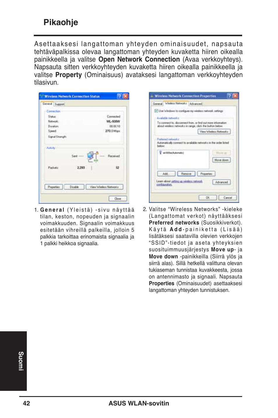 Pikaohje | Asus WL-130N User Manual | Page 43 / 177