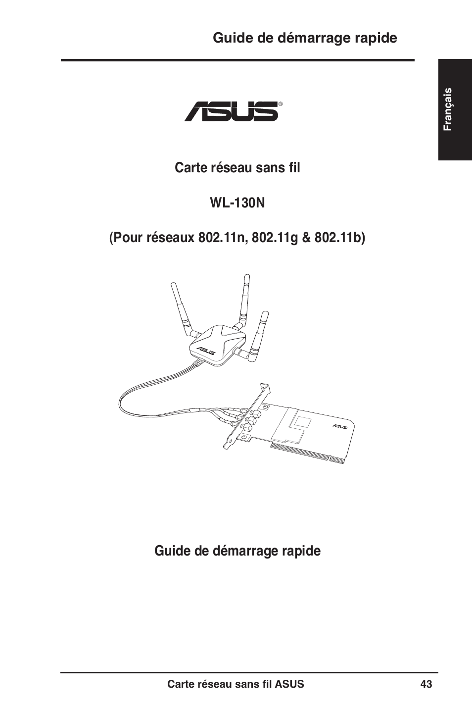 Guide de démarrage rapide | Asus WL-130N User Manual | Page 44 / 177