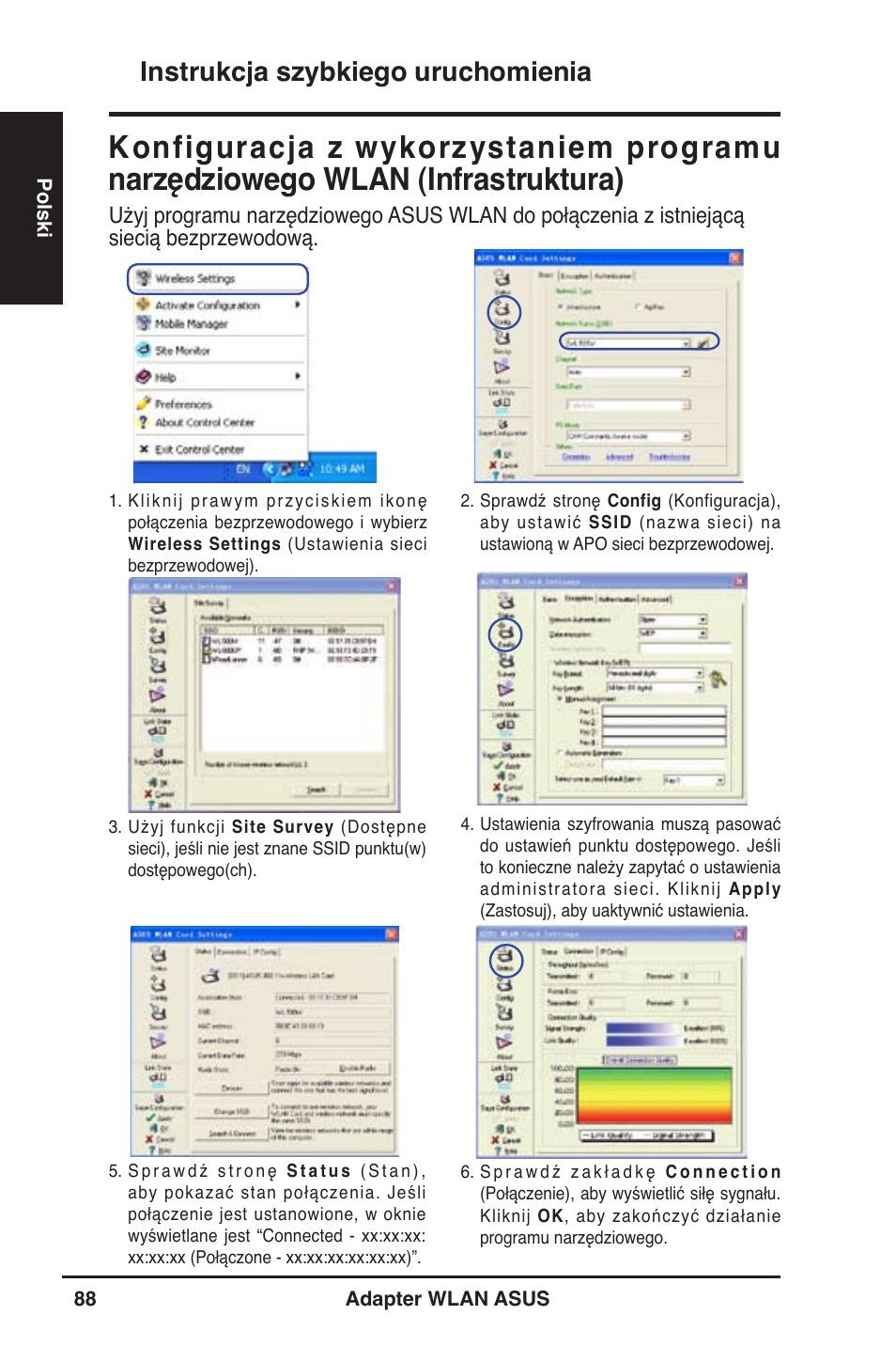 Instrukcja szybkiego uruchomienia | Asus WL-130N User Manual | Page 89 / 177