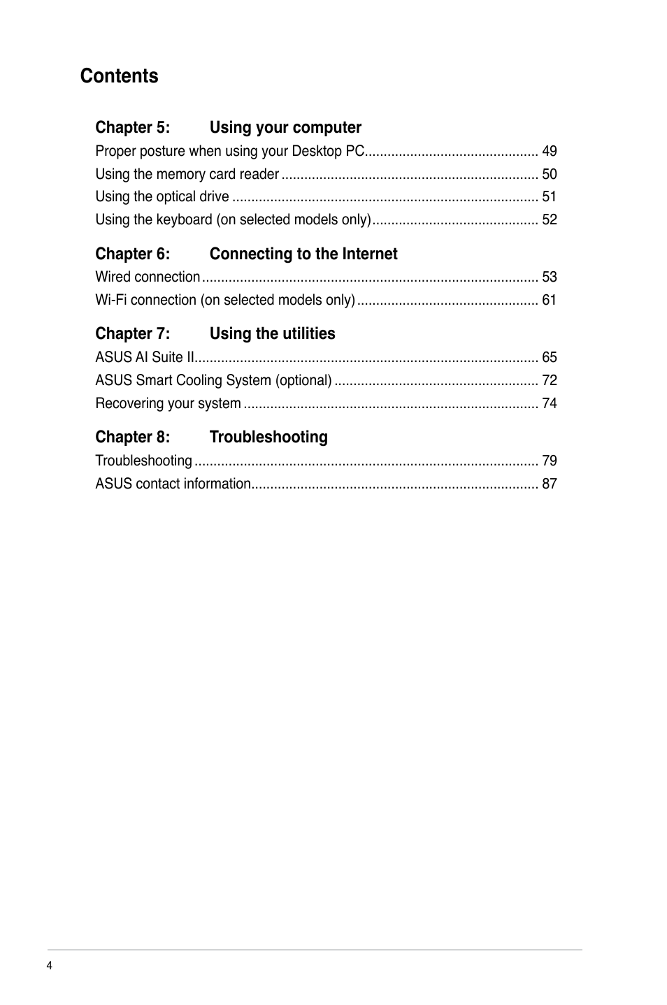 Asus M51BC User Manual | Page 4 / 87