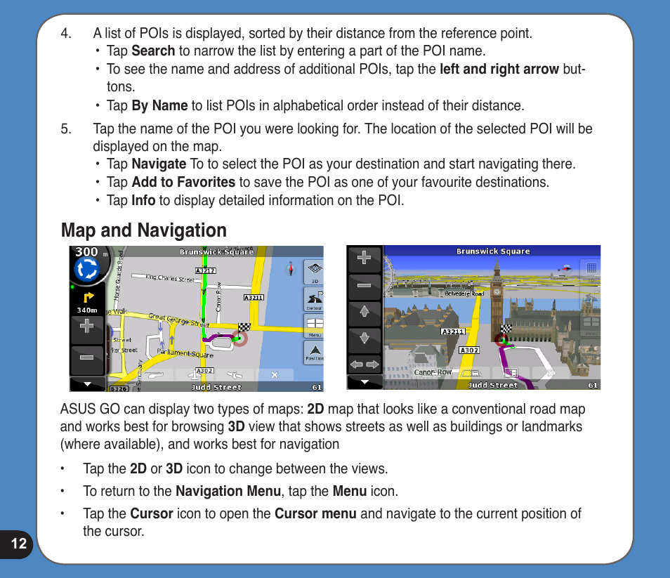 Map and navigation | Asus R700T User Manual | Page 12 / 15