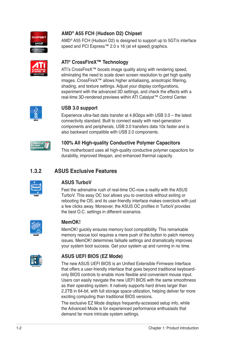 2 asus exclusive features, Asus exclusive features -2 | Asus F1A55 User Manual | Page 14 / 70