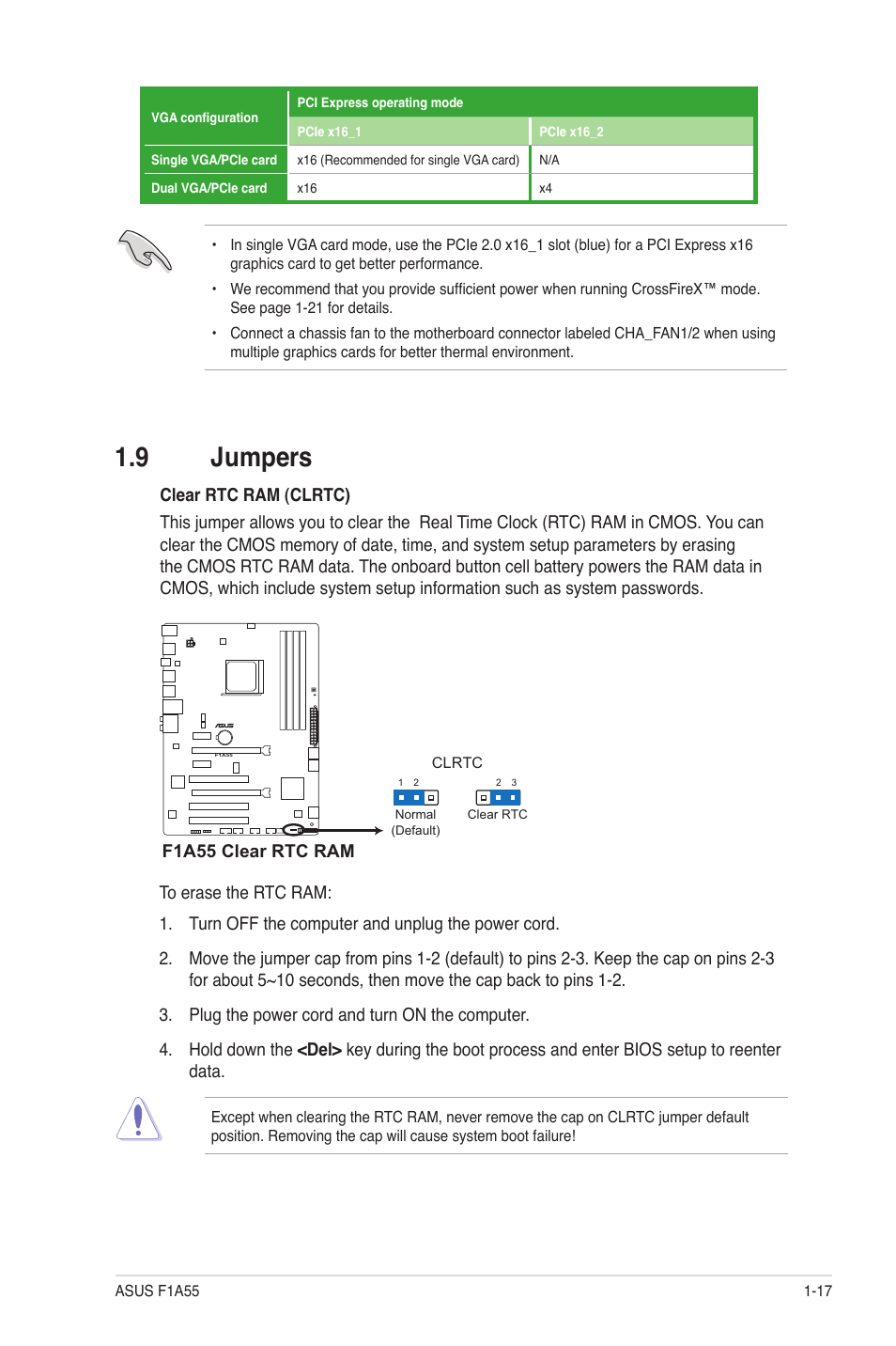 9 jumpers, Jumpers -17 | Asus F1A55 User Manual | Page 29 / 70