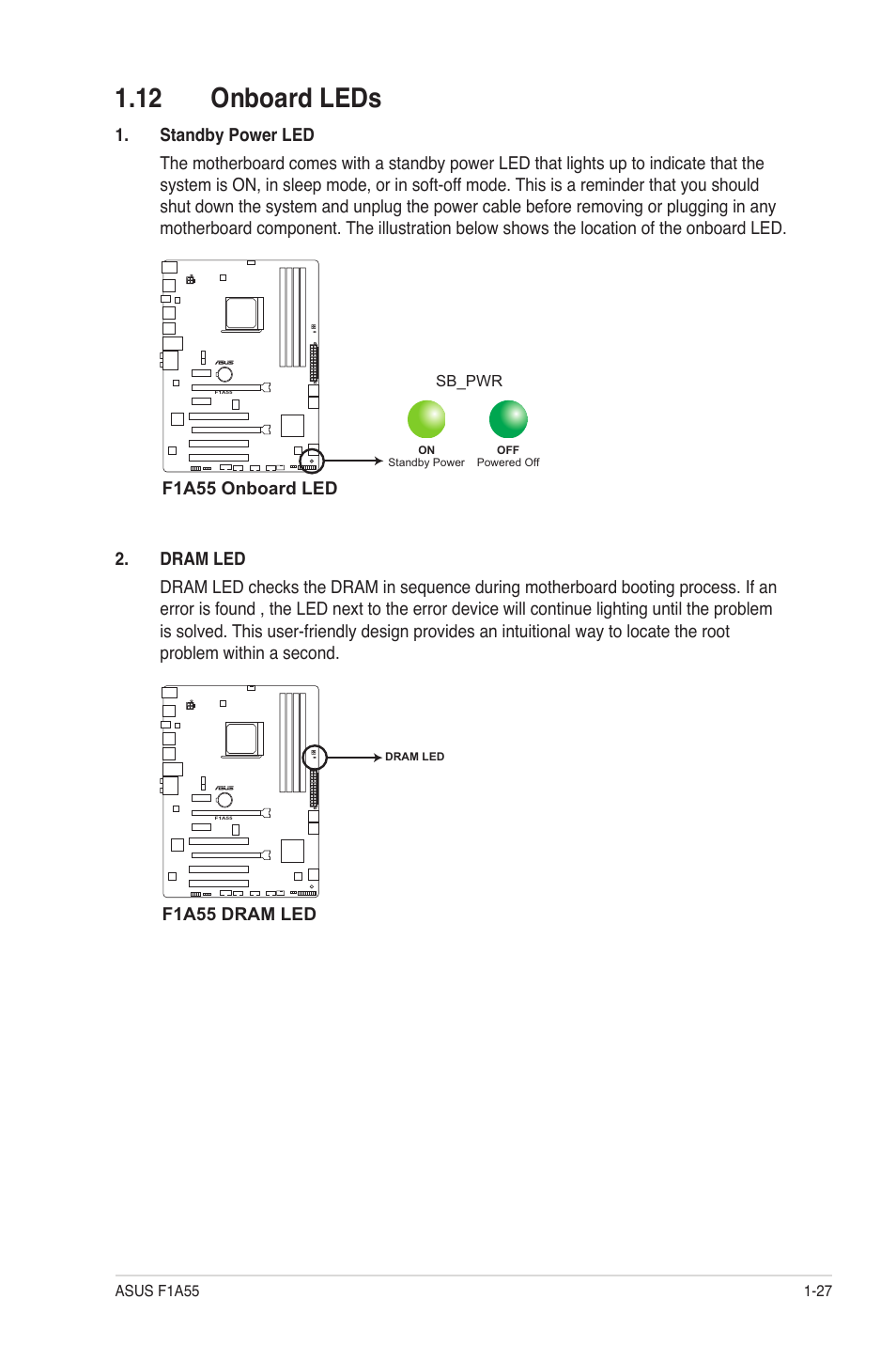 12 onboard leds, 12 onboard leds -27 | Asus F1A55 User Manual | Page 39 / 70