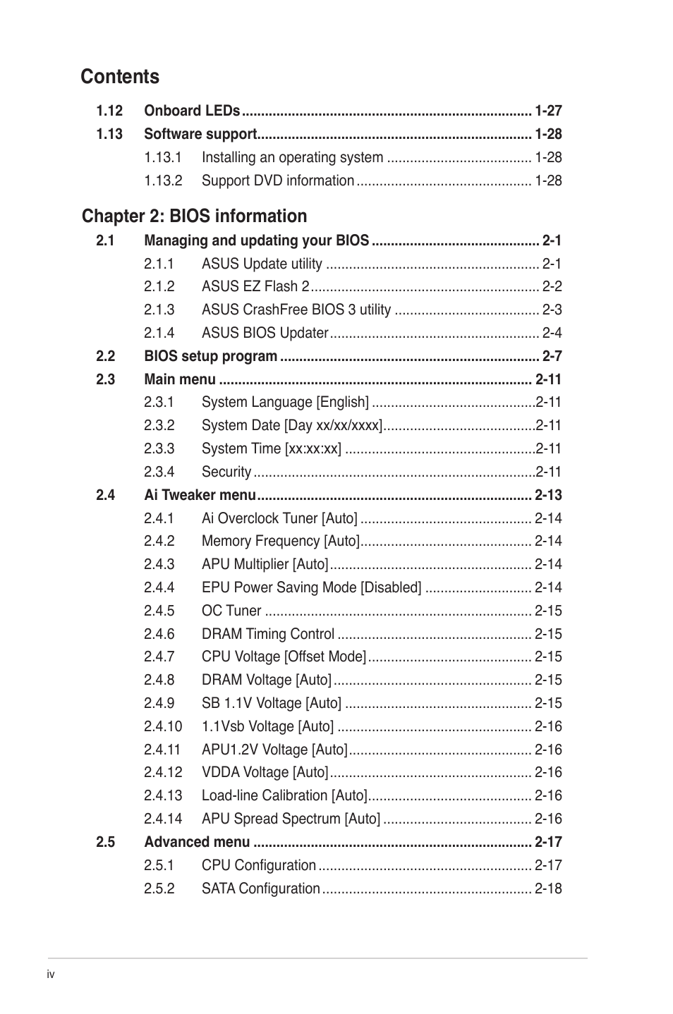 Asus F1A55 User Manual | Page 4 / 70