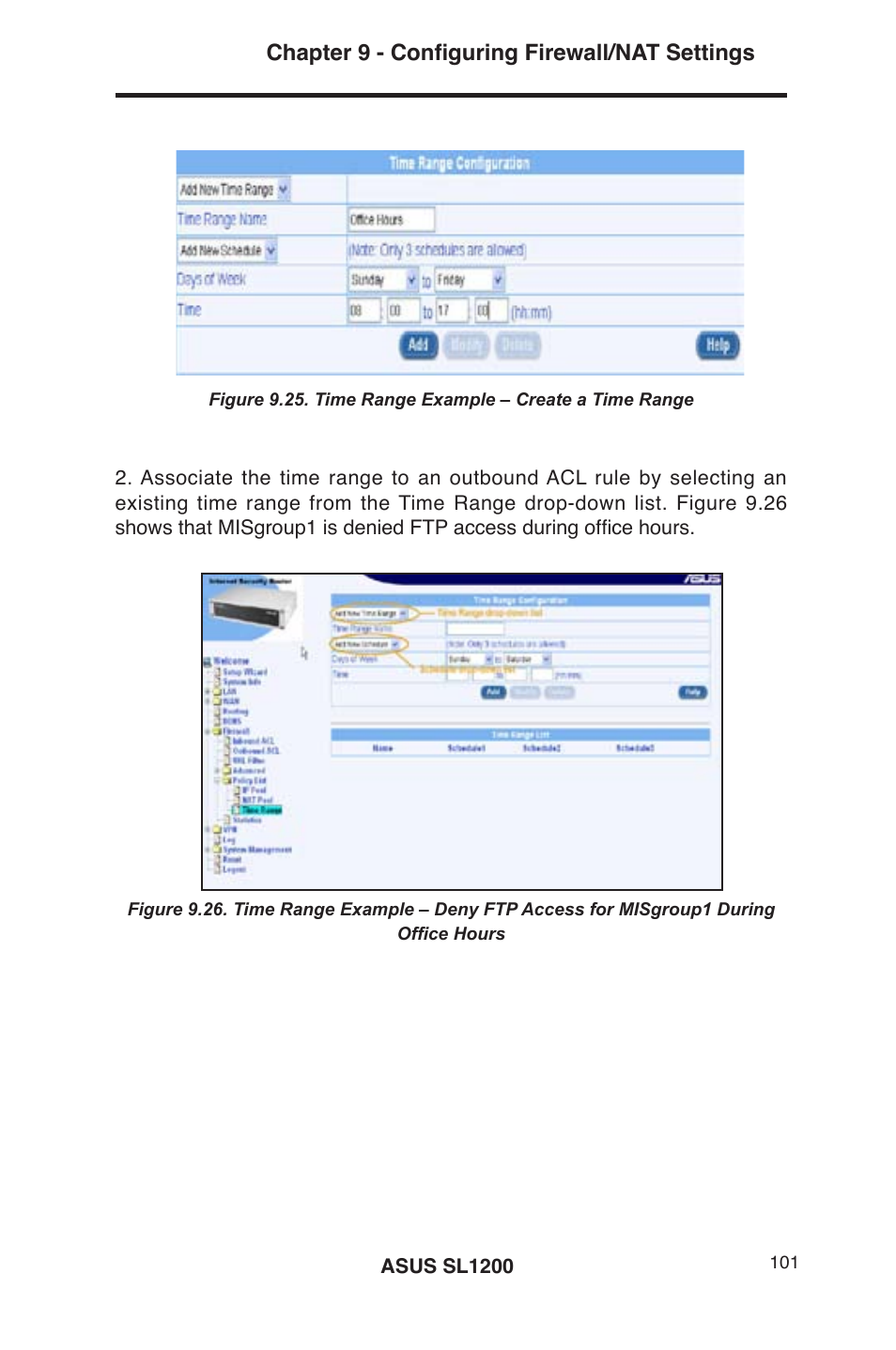 Chapter 9 - configuring firewall/nat settings | Asus SL1200 User Manual | Page 118 / 175