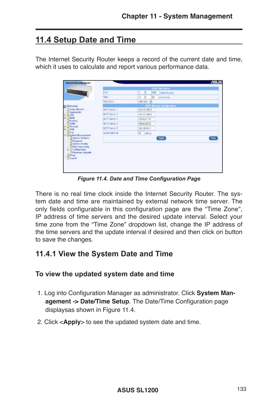4 setup date and time, 1 view the system date and time | Asus SL1200 User Manual | Page 150 / 175