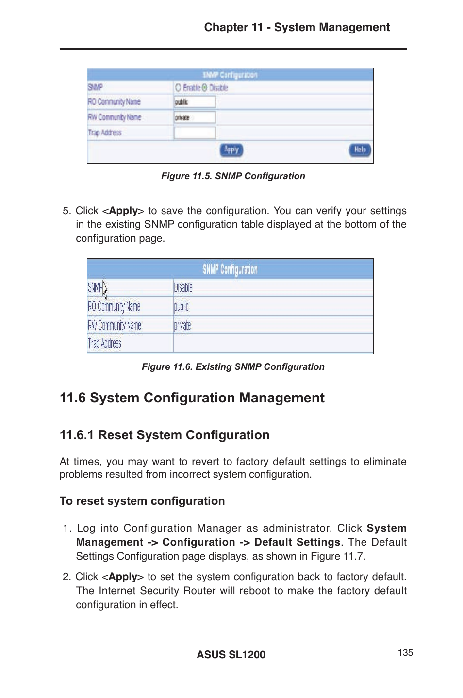 6 system configuration management, 1 reset system configuration | Asus SL1200 User Manual | Page 152 / 175