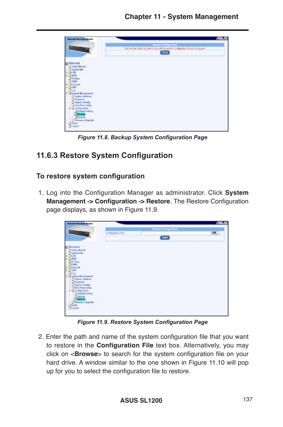 3 restore system configuration | Asus SL1200 User Manual | Page 154 / 175