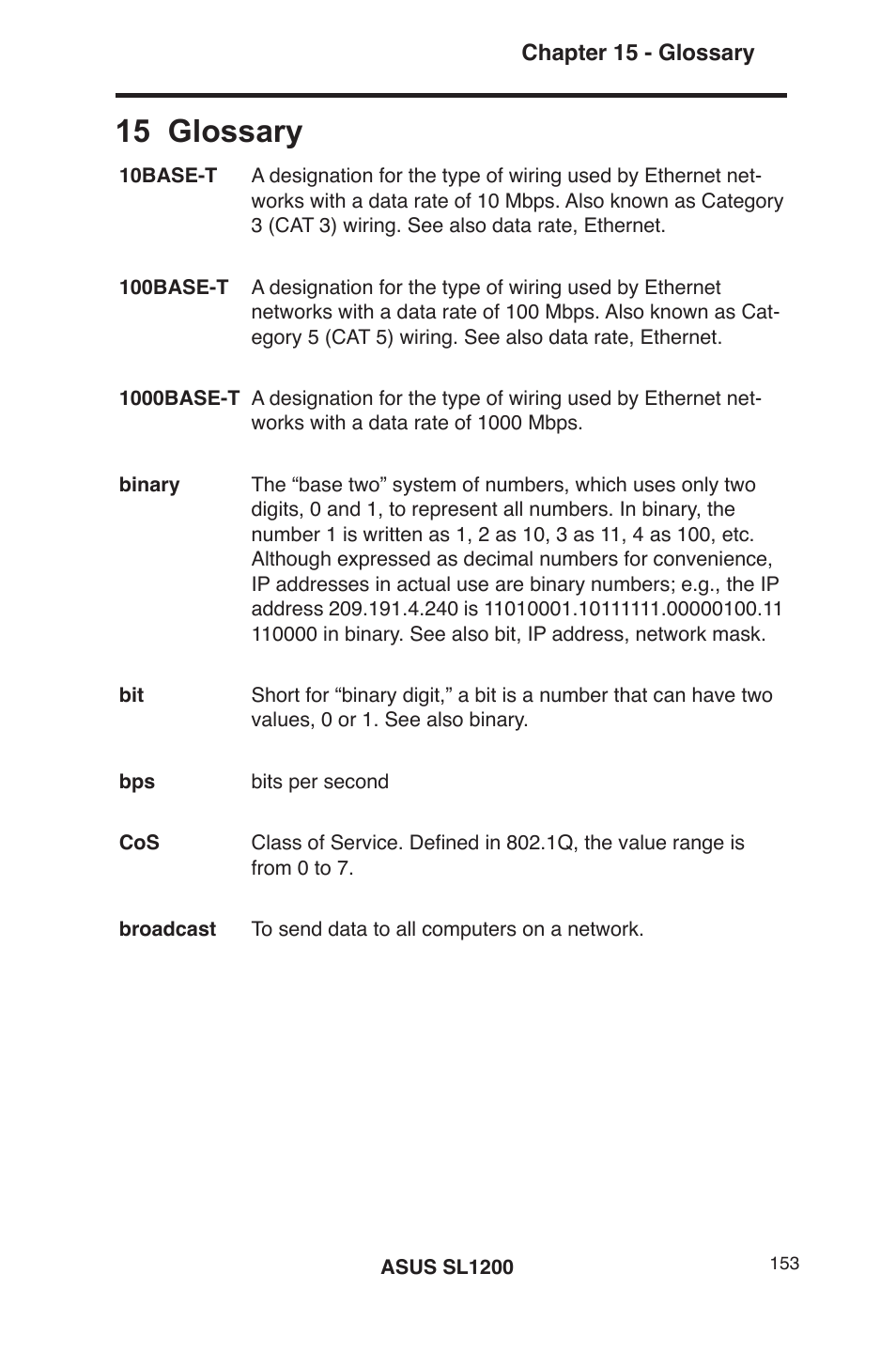 15 glossary | Asus SL1200 User Manual | Page 170 / 175