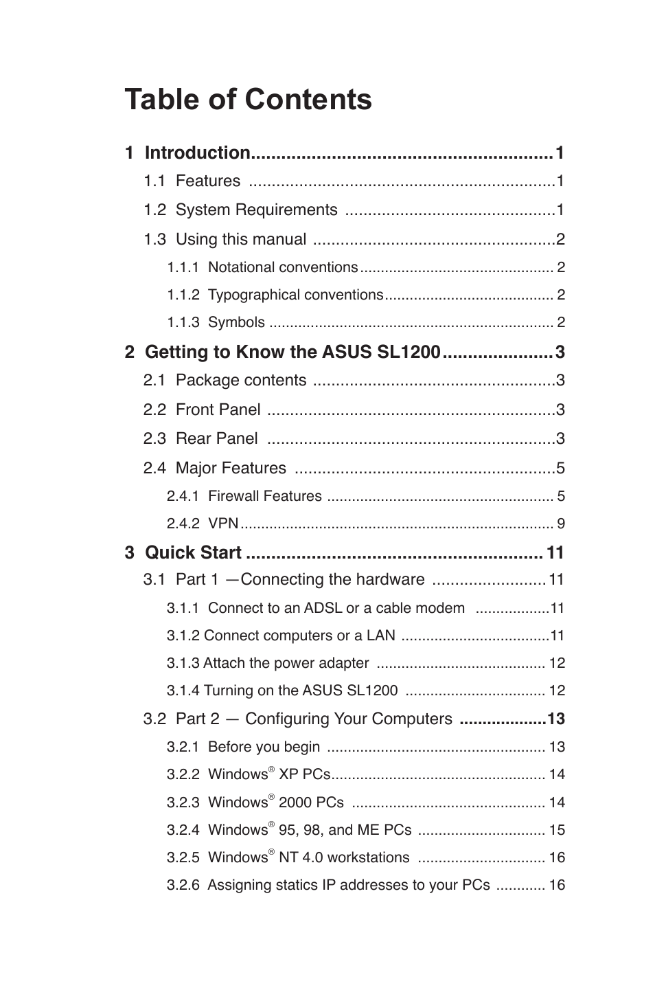 Asus SL1200 User Manual | Page 5 / 175