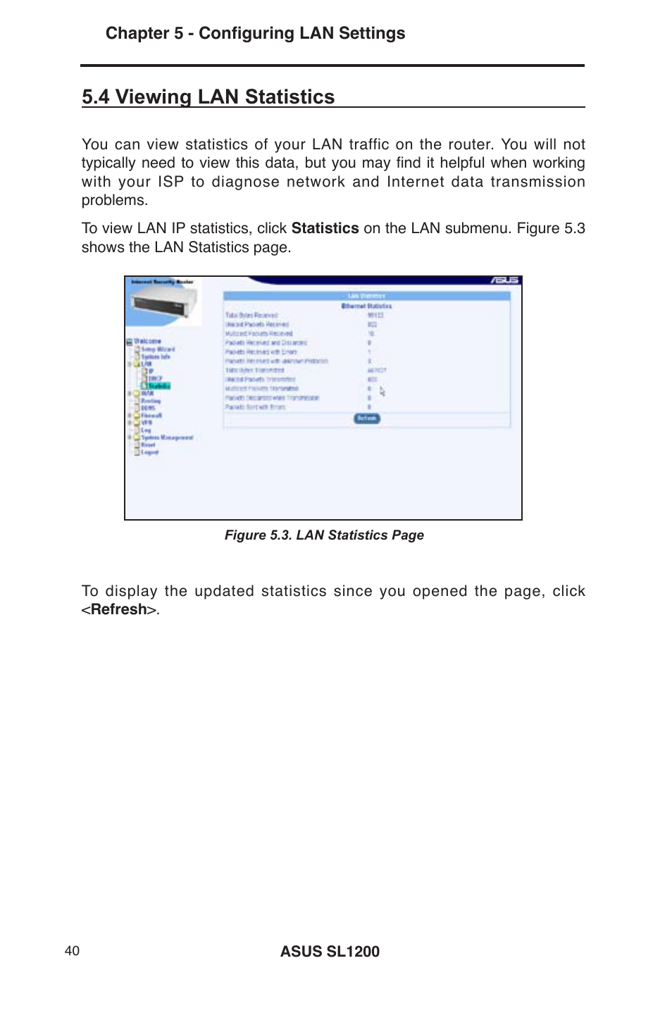 4 viewing lan statistics | Asus SL1200 User Manual | Page 57 / 175