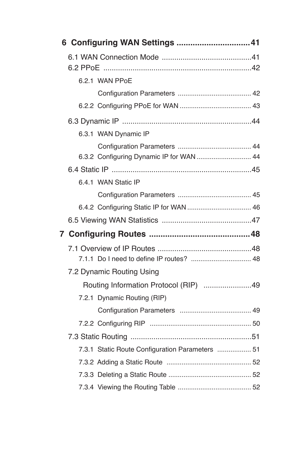 6 configuring wan settings, 7 configuring routes | Asus SL1200 User Manual | Page 7 / 175