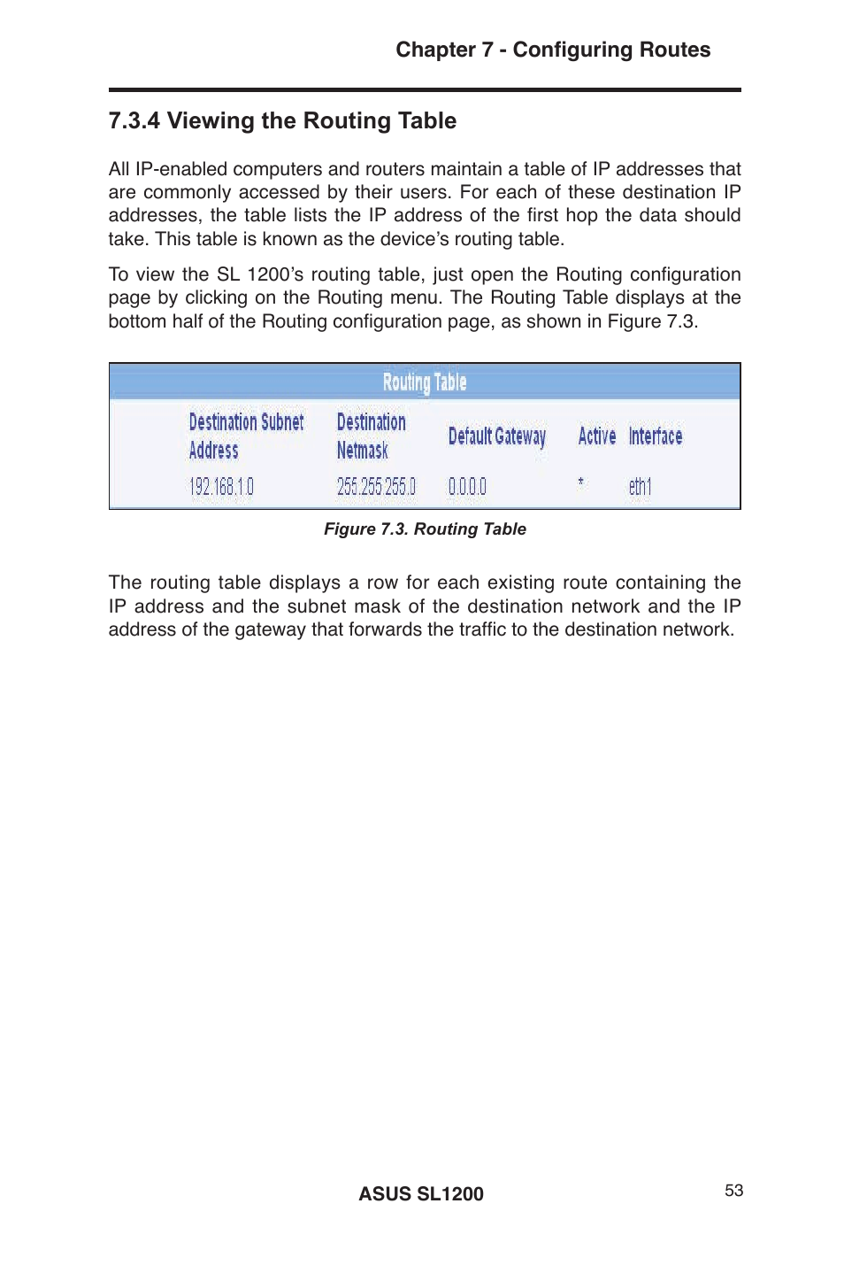 4 viewing the routing table | Asus SL1200 User Manual | Page 70 / 175