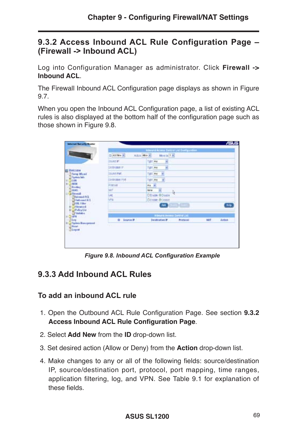 3 add inbound acl rules | Asus SL1200 User Manual | Page 86 / 175