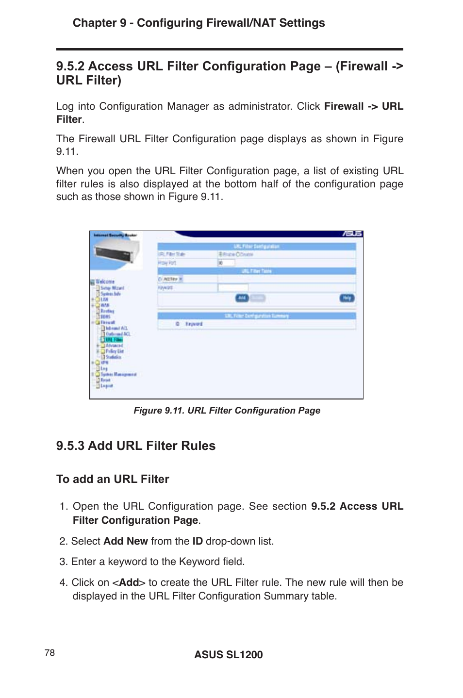 3 add url filter rules | Asus SL1200 User Manual | Page 95 / 175