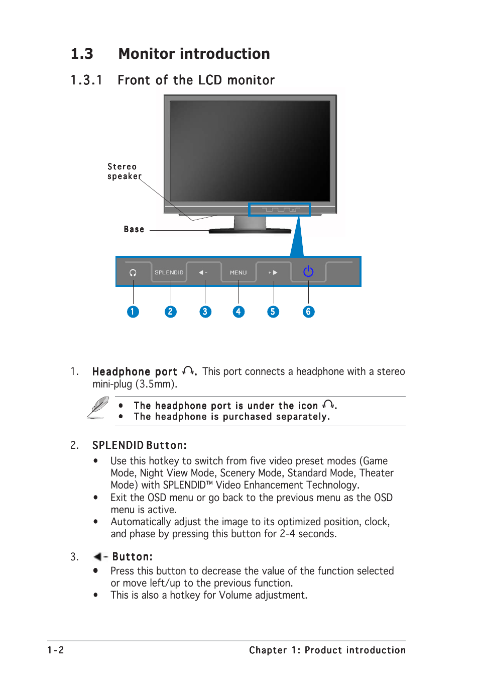 3 monitor introduction | Asus MW221U User Manual | Page 10 / 22