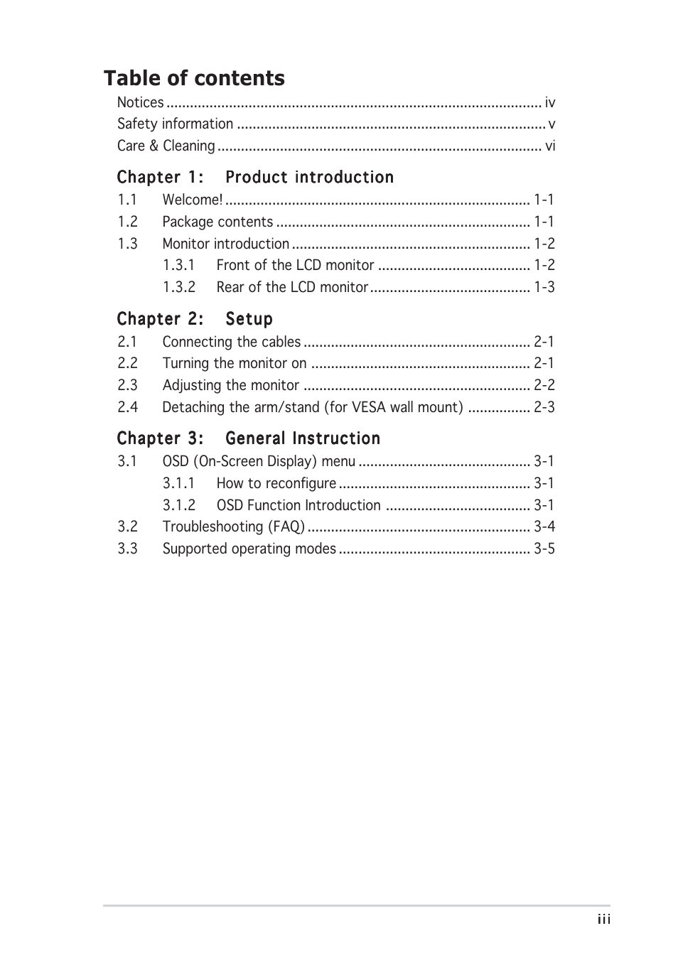 Asus MW221U User Manual | Page 3 / 22