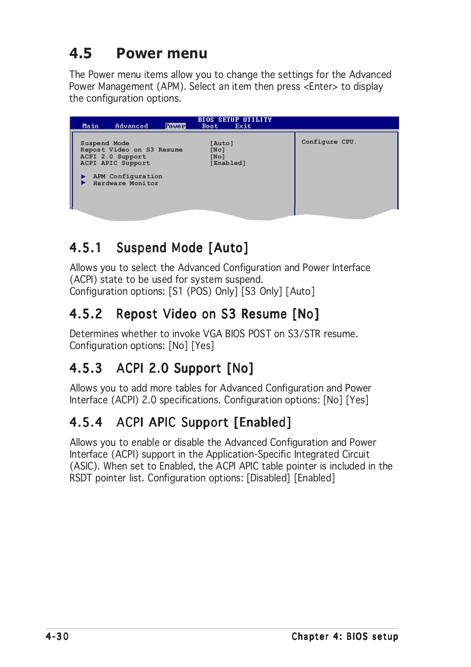 5 power menu | Asus P5GD2 Deluxe User Manual | Page 100 / 150