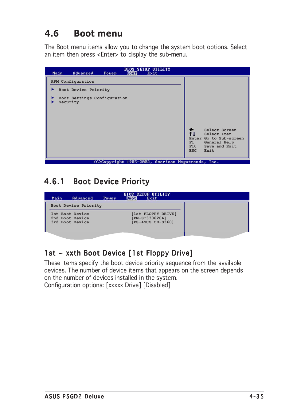 6 boot menu | Asus P5GD2 Deluxe User Manual | Page 105 / 150