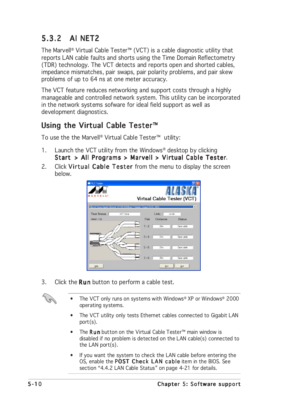 Using the virtual cable tester | Asus P5GD2 Deluxe User Manual | Page 122 / 150