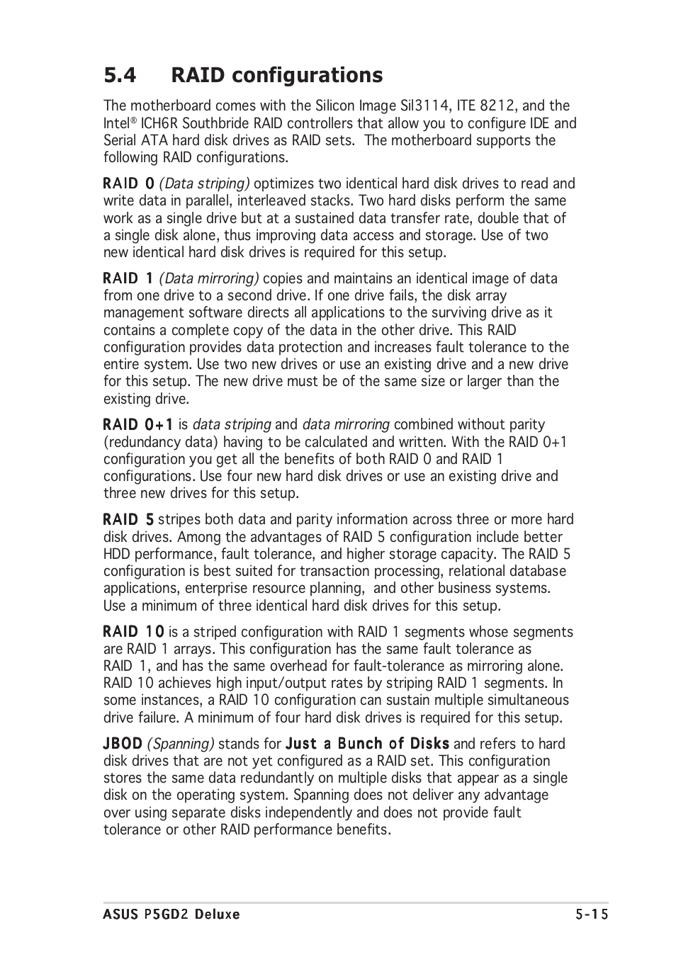 4 raid configurations | Asus P5GD2 Deluxe User Manual | Page 127 / 150