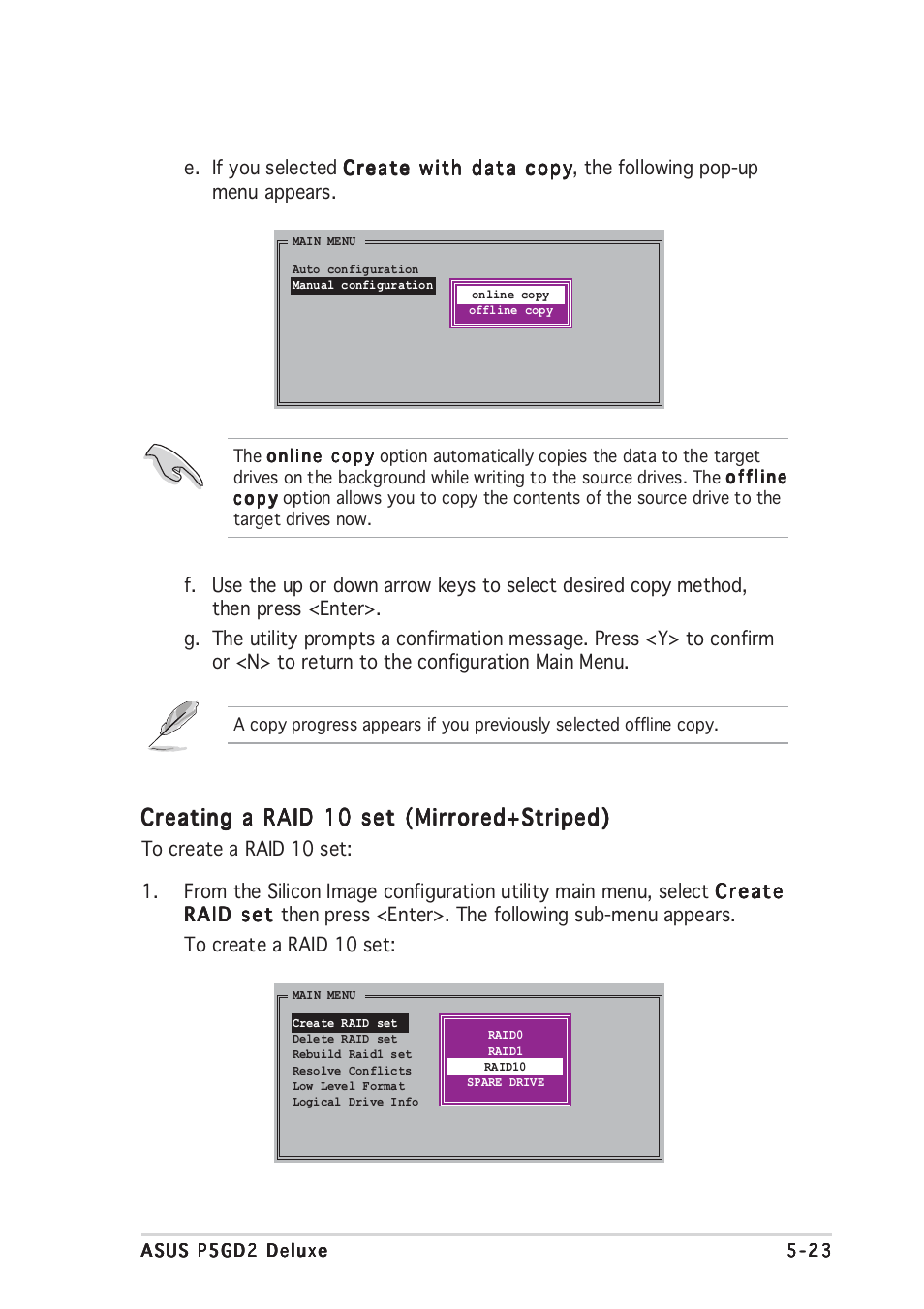 Creating a raid 10 set (mirrored+striped) | Asus P5GD2 Deluxe User Manual | Page 135 / 150