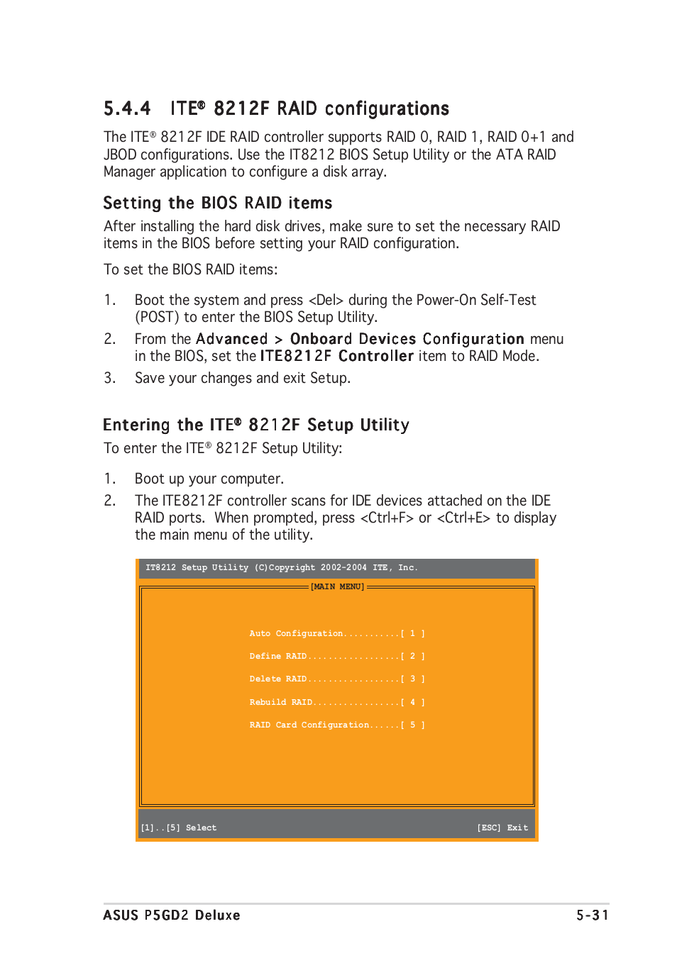4 ite ite ite ite ite, 8212f raid configurations | Asus P5GD2 Deluxe User Manual | Page 143 / 150