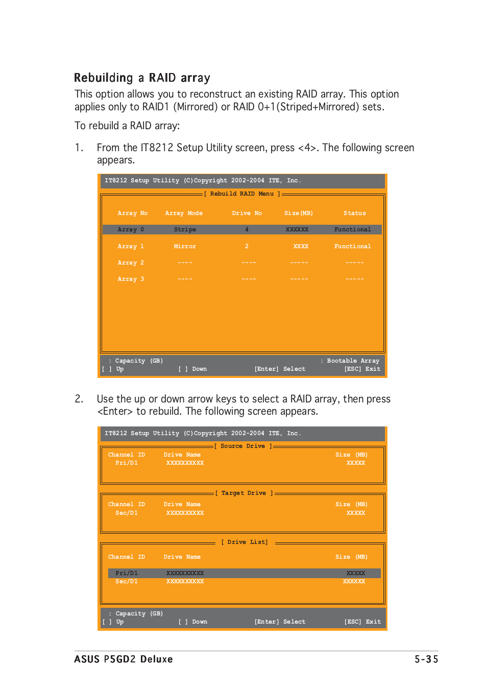 Rebuilding a raid array | Asus P5GD2 Deluxe User Manual | Page 147 / 150