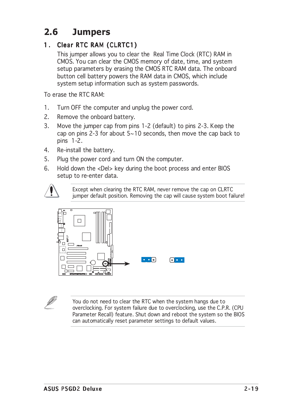 6 jumpers | Asus P5GD2 Deluxe User Manual | Page 43 / 150