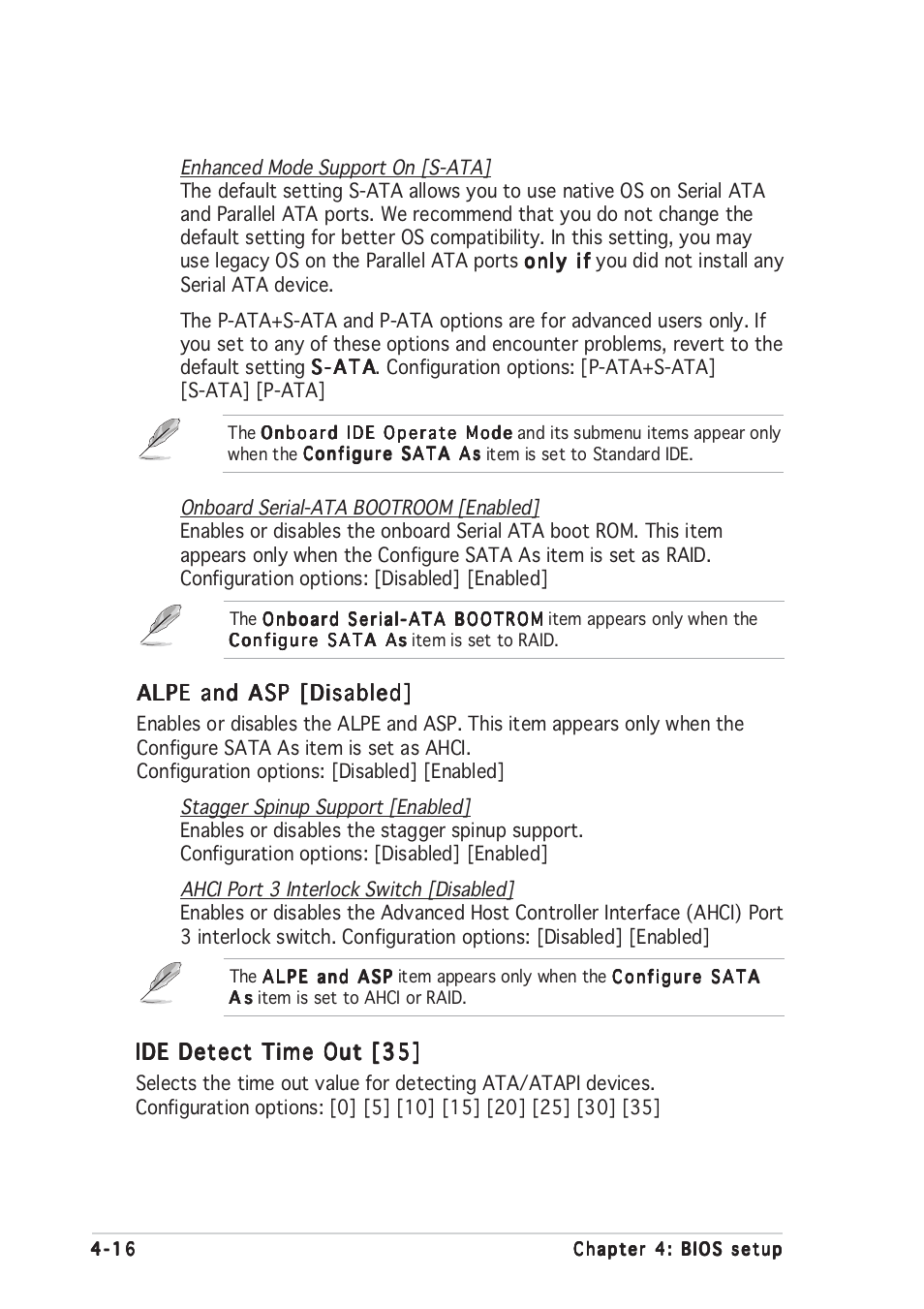 Ide detect time out [35, Alpe and asp [disabled | Asus P5GD2 Deluxe User Manual | Page 86 / 150