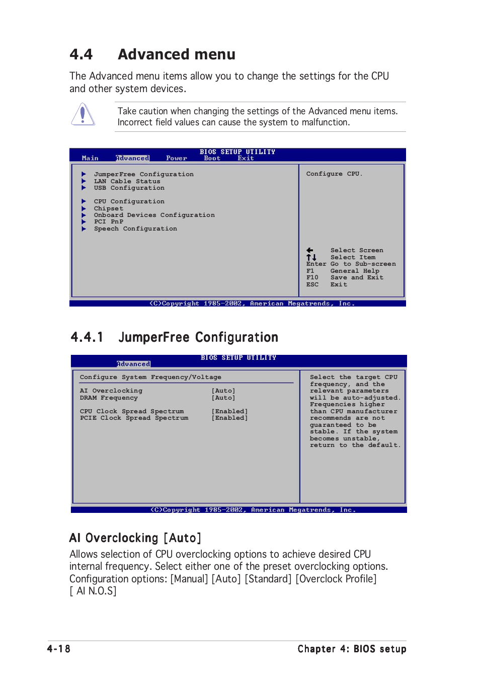 4 advanced menu | Asus P5GD2 Deluxe User Manual | Page 88 / 150