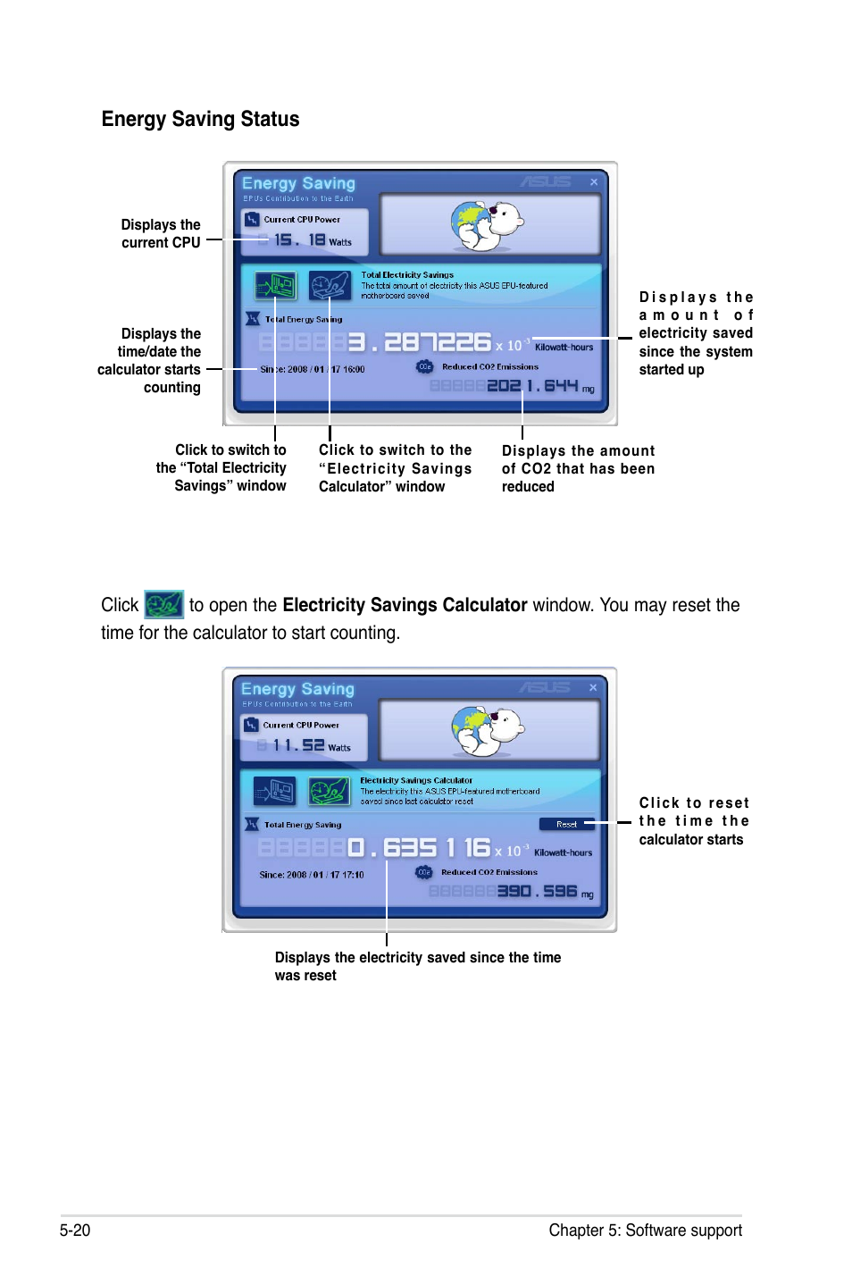 Energy saving status | Asus P5K/EPU User Manual | Page 122 / 148