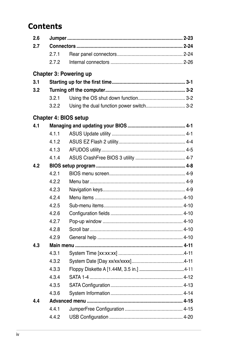 Asus P5K/EPU User Manual | Page 4 / 148