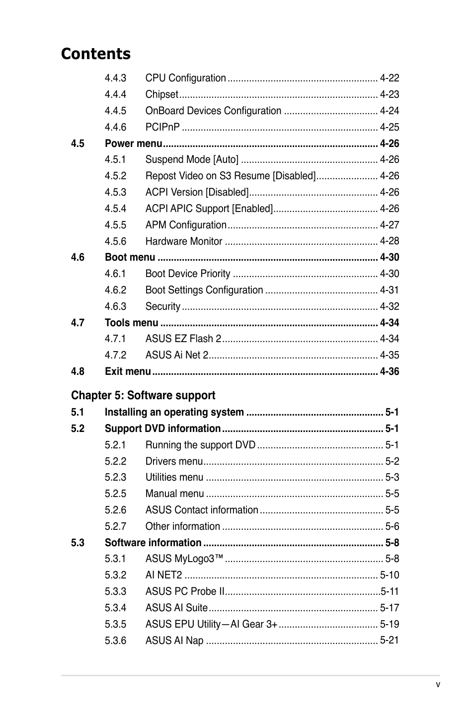 Asus P5K/EPU User Manual | Page 5 / 148