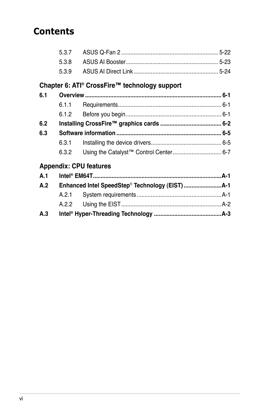 Asus P5K/EPU User Manual | Page 6 / 148