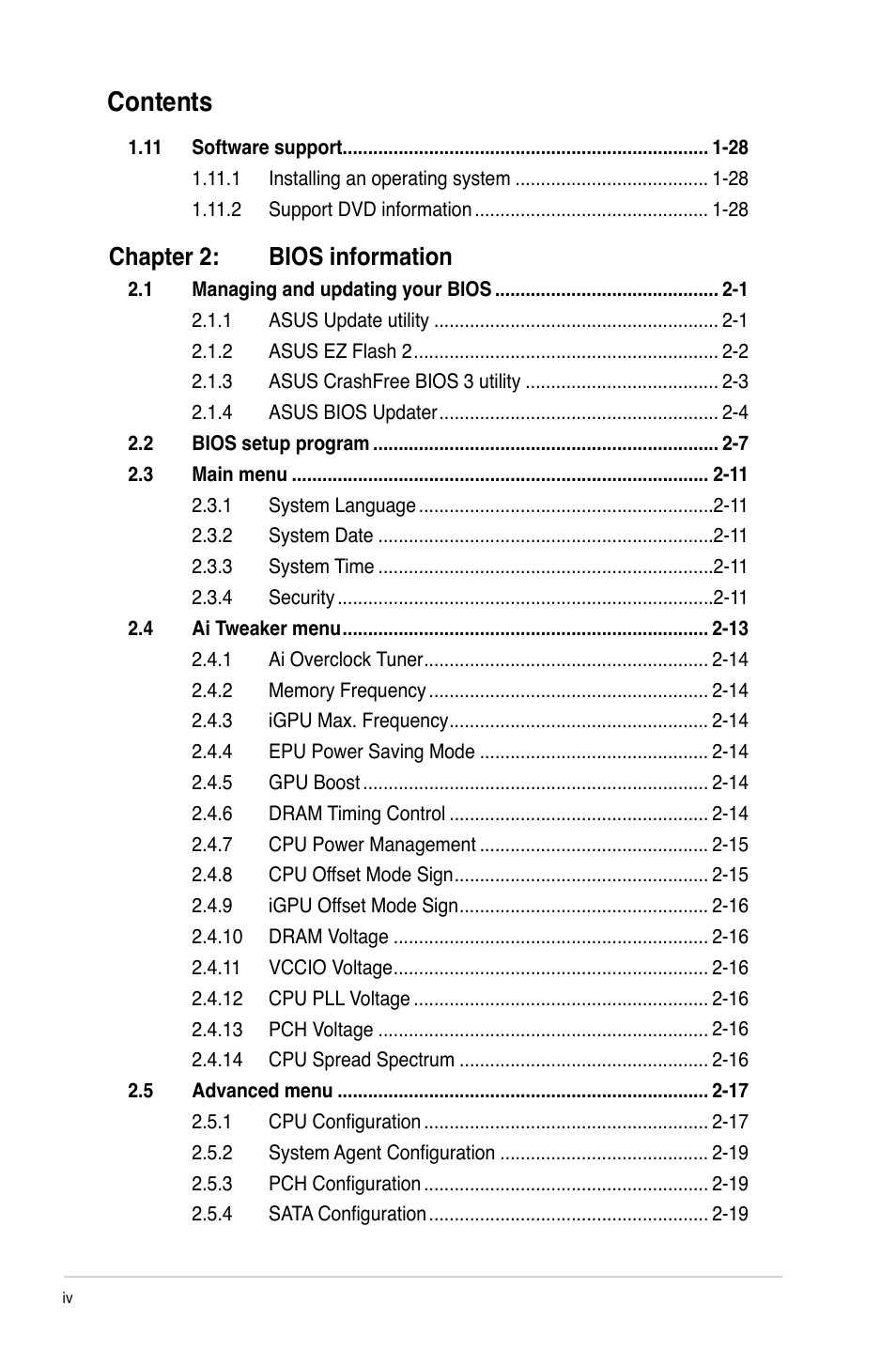 Asus P8H61-M LE/USB3 User Manual | Page 4 / 68