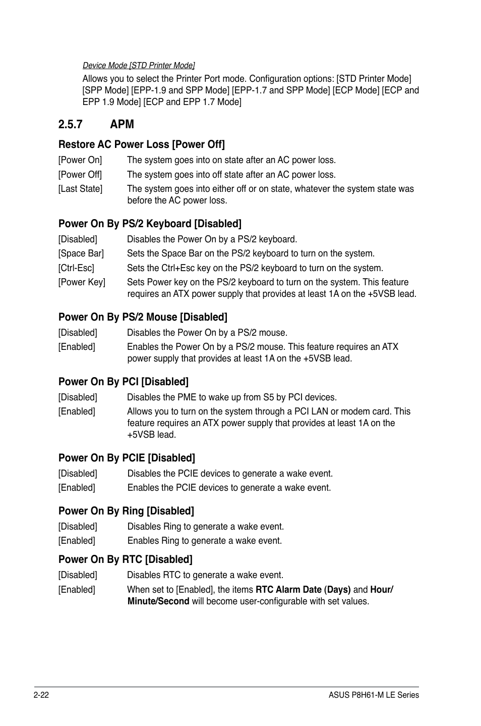 7 apm, Apm -22 | Asus P8H61-M LE/USB3 User Manual | Page 60 / 68