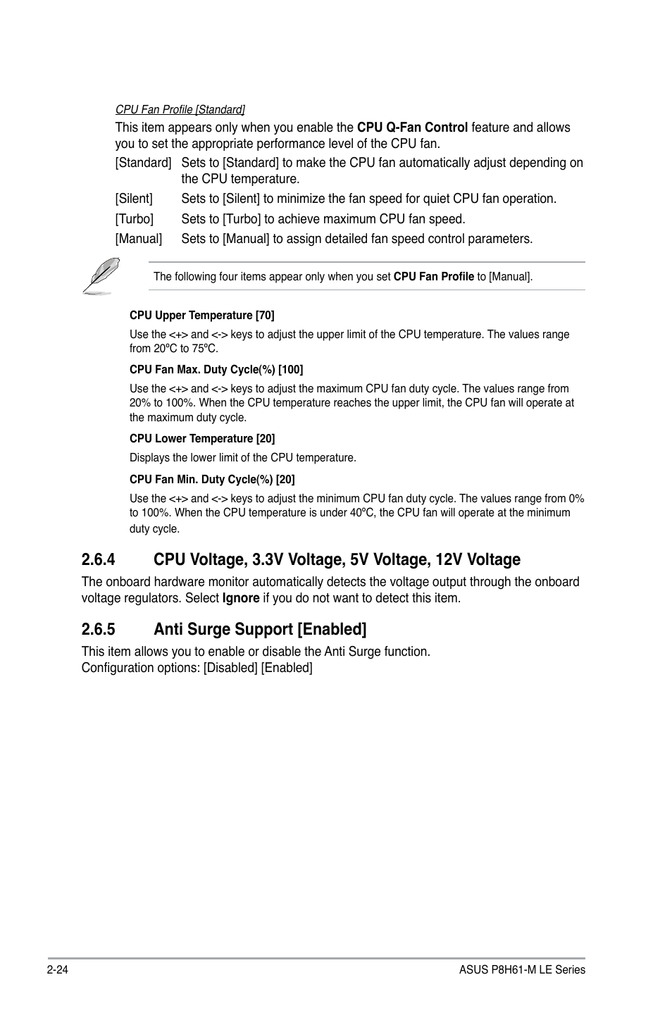 5 anti surge support [enabled, Anti surge support -24 | Asus P8H61-M LE/USB3 User Manual | Page 62 / 68