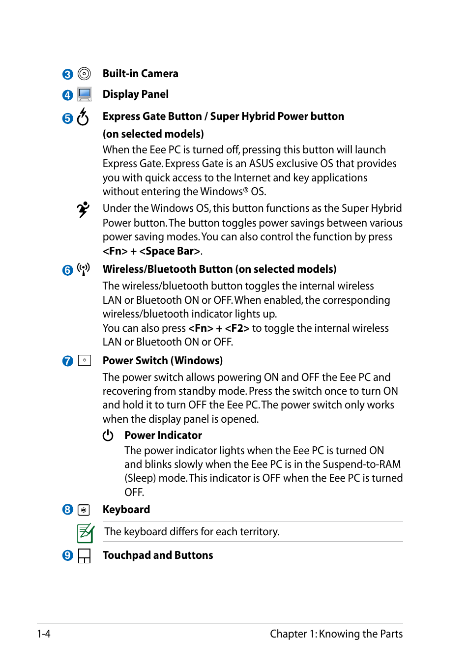 Asus Eee PC 1011BX User Manual | Page 12 / 66