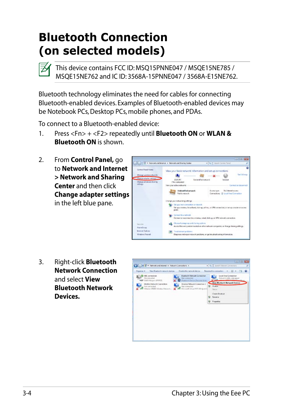 Bluetooth connection (on selected models), Bluetooth connection (on selected models) -4 | Asus Eee PC 1011BX User Manual | Page 38 / 66