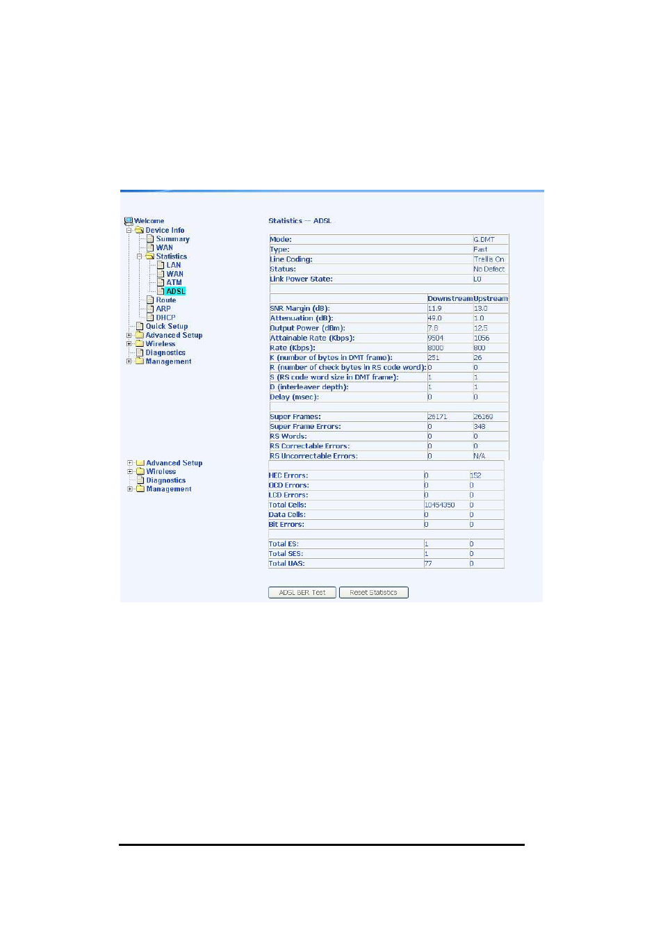 Adsl statistics | Asus AM604g User Manual | Page 16 / 59