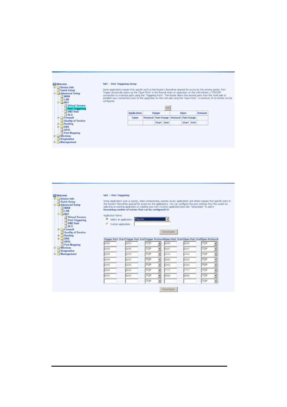 Port triggering | Asus AM604g User Manual | Page 29 / 59