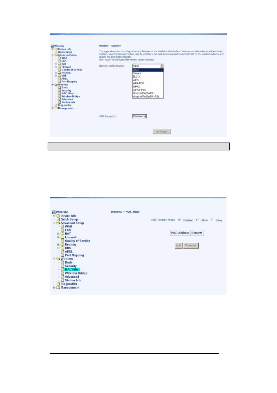 Mac filter | Asus AM604g User Manual | Page 45 / 59